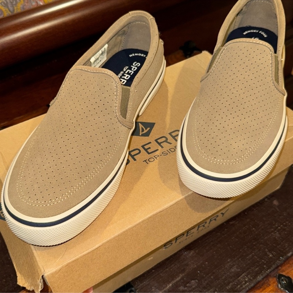 Sperry Halyard suede Slip-On Shoes- Khaki